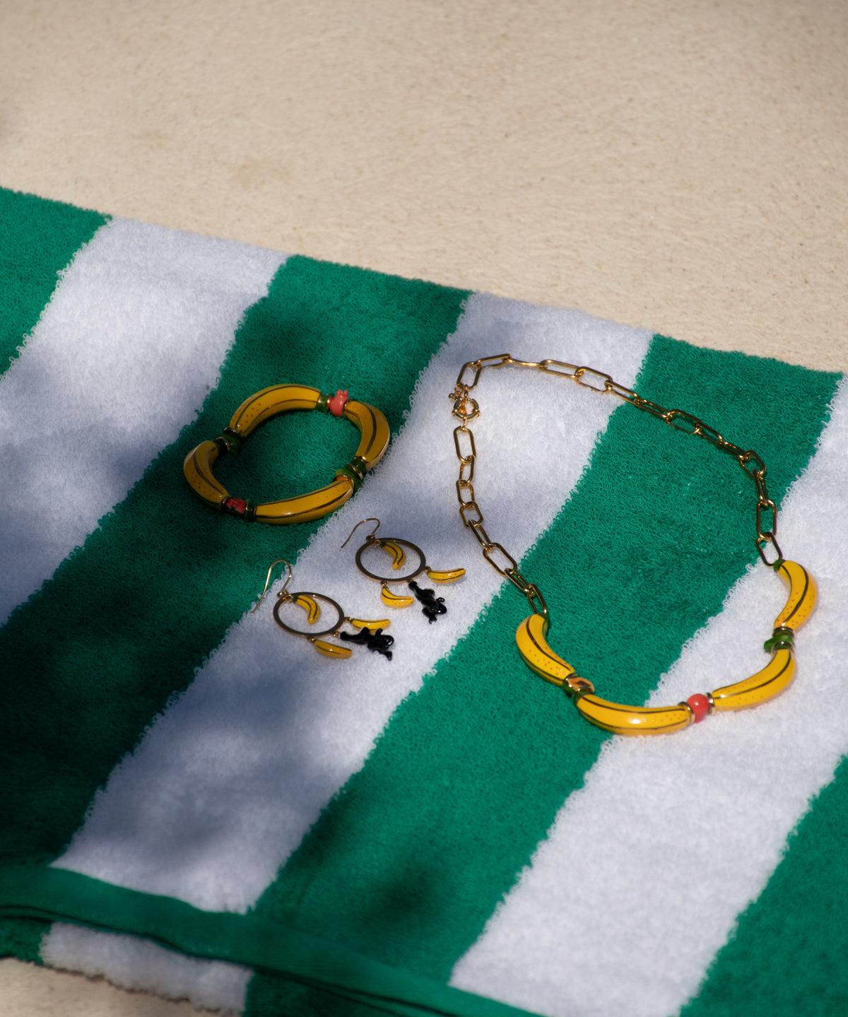 Collier fruits & perles bananes jaunes