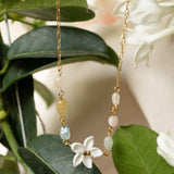 Collier jasmin et perles de morganite naturelle - Jasmin et moi