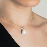 collier pendentif en porcelaine lapin peint à la main chaîne doré