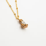 Collier léopard animal porcelaine peint à la main
