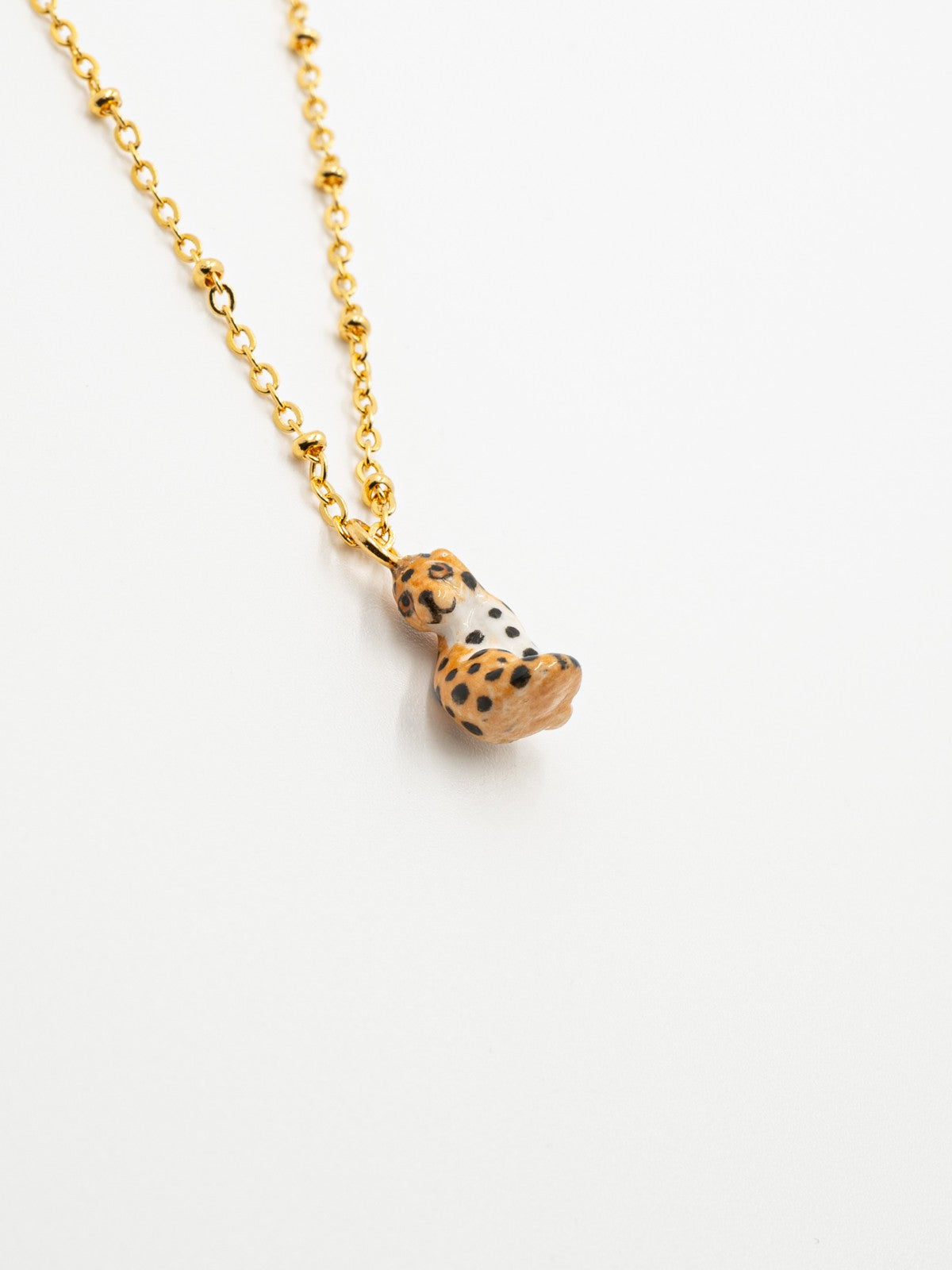 Collier léopard animal porcelaine peint à la main