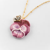 Collier pensée & papillon violet