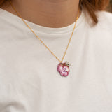 Collier pensée & papillon violet