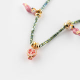 Collier perles d'hématite perruches & grenades