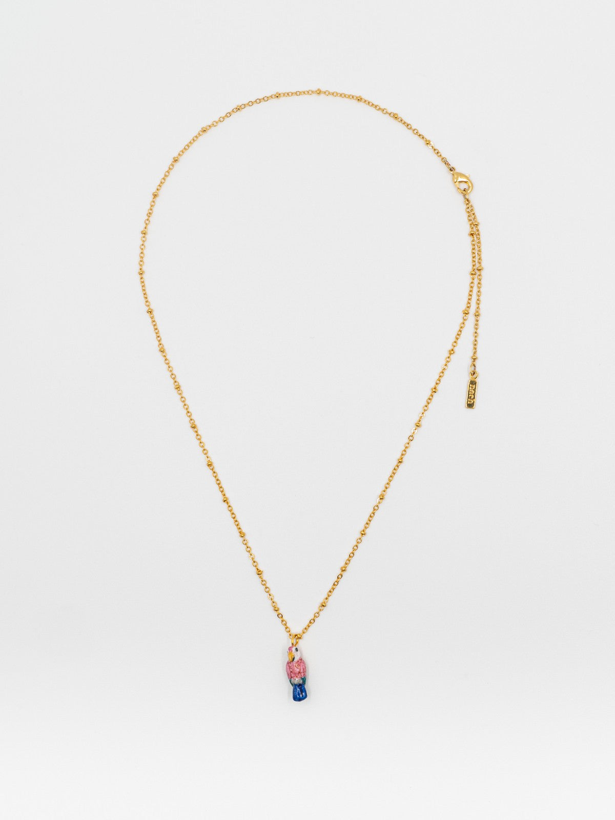 collier perroquet rose