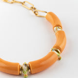 Collier perruches & perles oranges