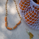 Collier perruches & perles oranges