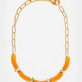 Collier perruches & perles oranges