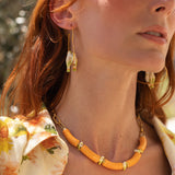 Collier perruches & perles oranges