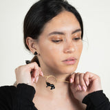 Collier leopard animal porcelain peint a la main