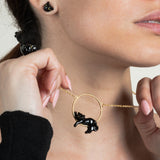 Collier leopard animal porcelain peint a la main