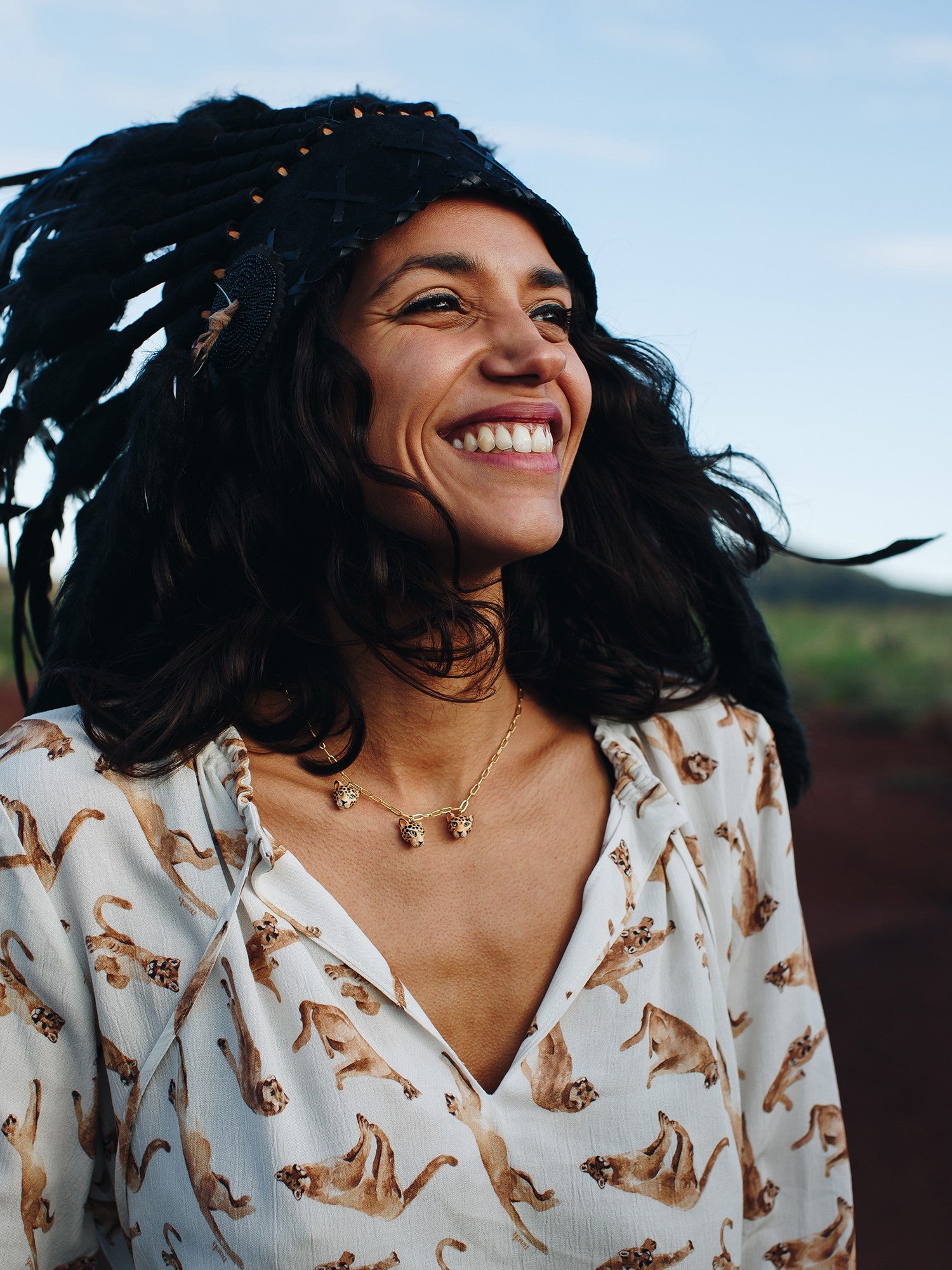 collier léopards animal porcelaine peint à la main