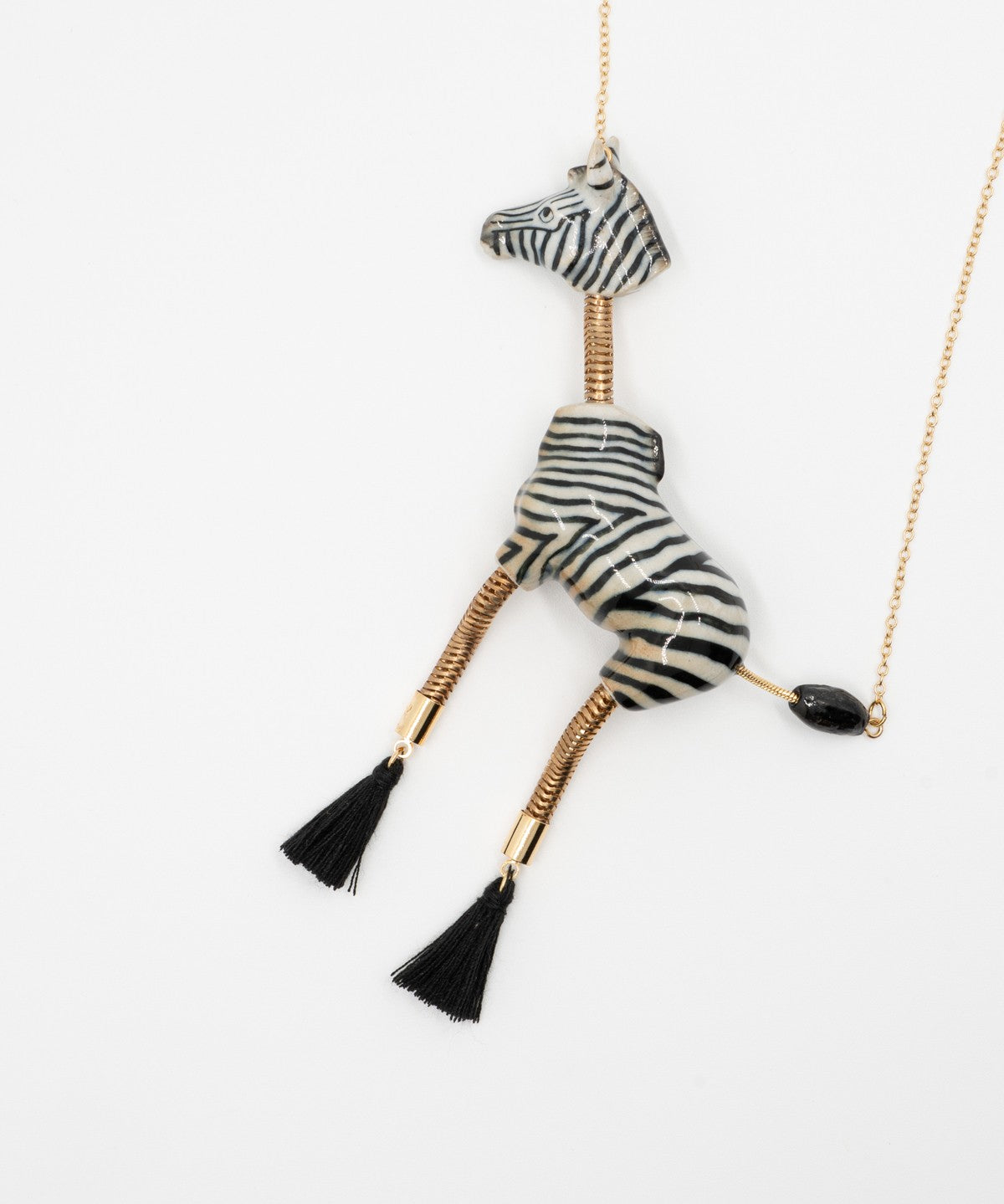 Collier zèbre avec pompons