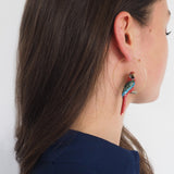boucles d'oreilles en porcelain peinte  à la main animal perroquet rouge