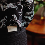 Black zebra effect jeans
