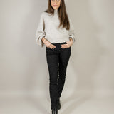Black zebra effect jeans
