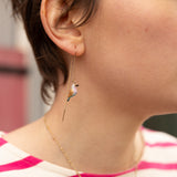 Longues boucles d'oreilles chardon & oiseau