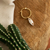 Boucle d'oreille chouette blanche  porcelaine peint a la main