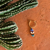 Boucles d'oreilles plume bleue porcelaine peint a la main
