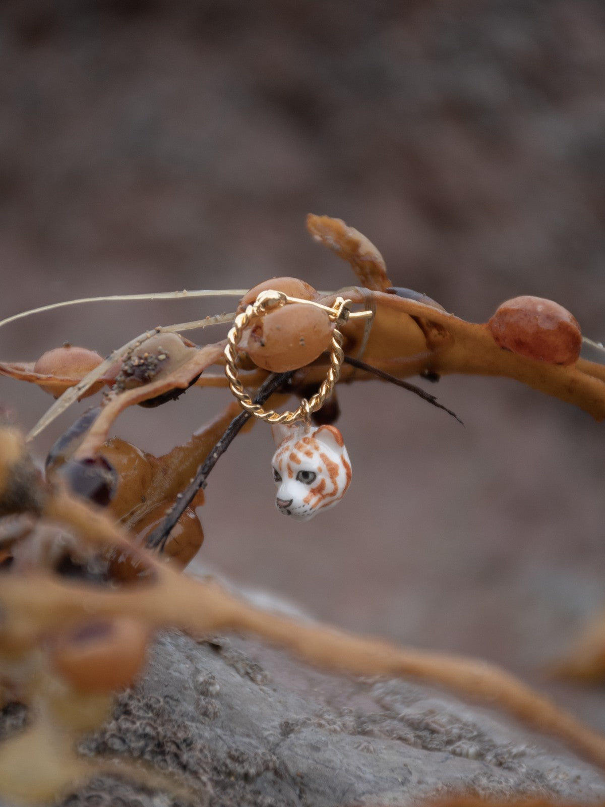 Mini créole tigre blanc animal porcelaine peint à la main