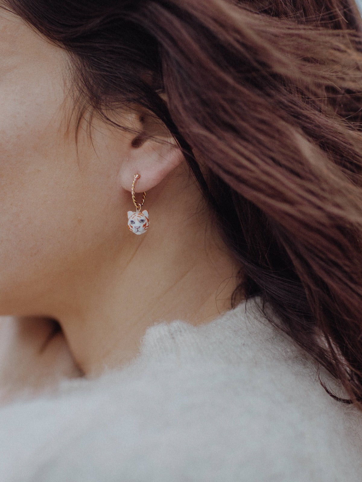 Mini créole tigre blanc animal porcelaine peint à la main