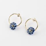 Petites boucles d'oreilles rondes chardon bleu
