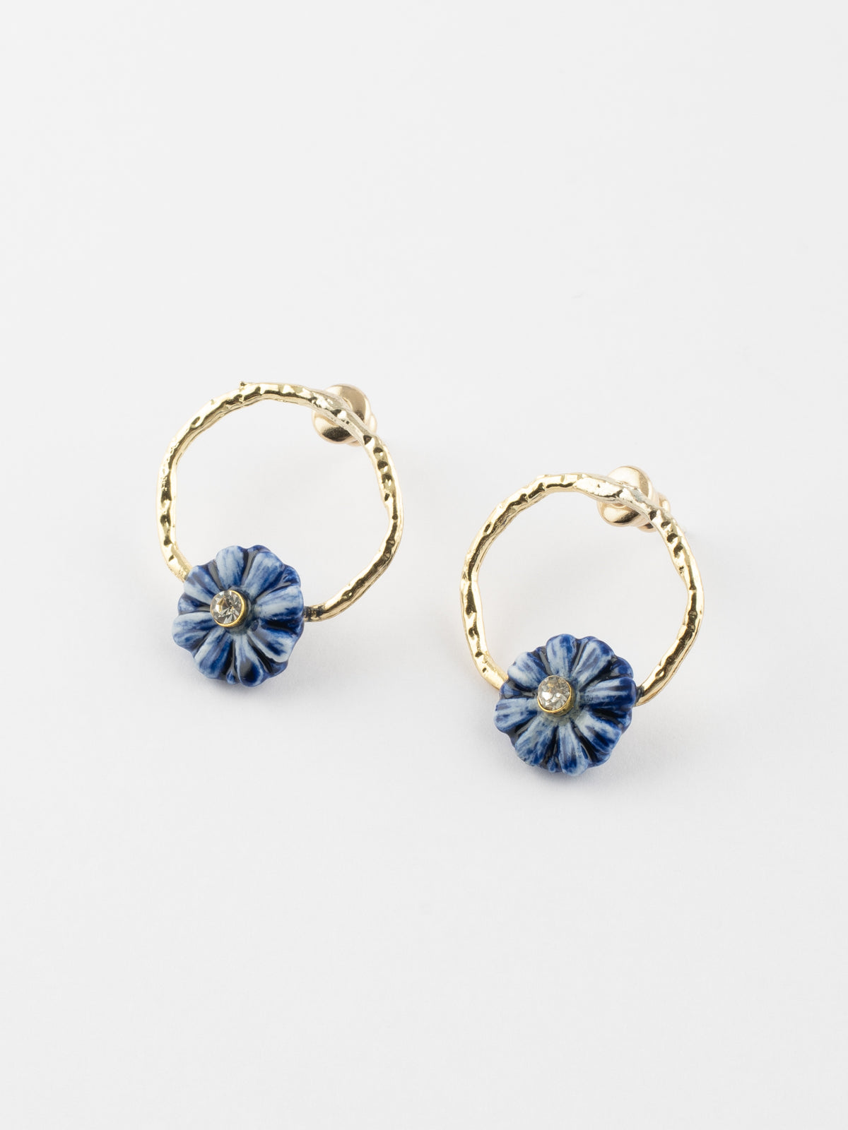 Petites boucles d'oreilles rondes chardon bleu