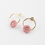 Petites boucles d'oreilles rondes chardon rose