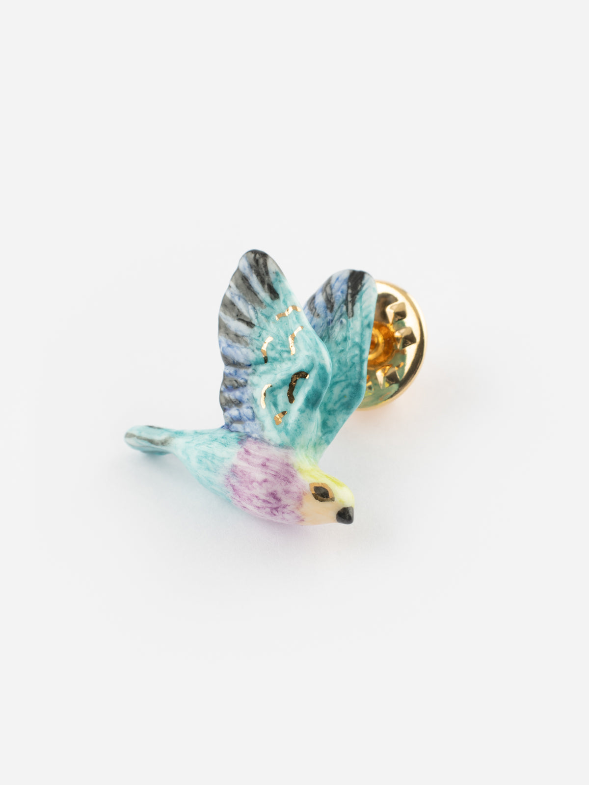 Pin's oiseau rose & bleu