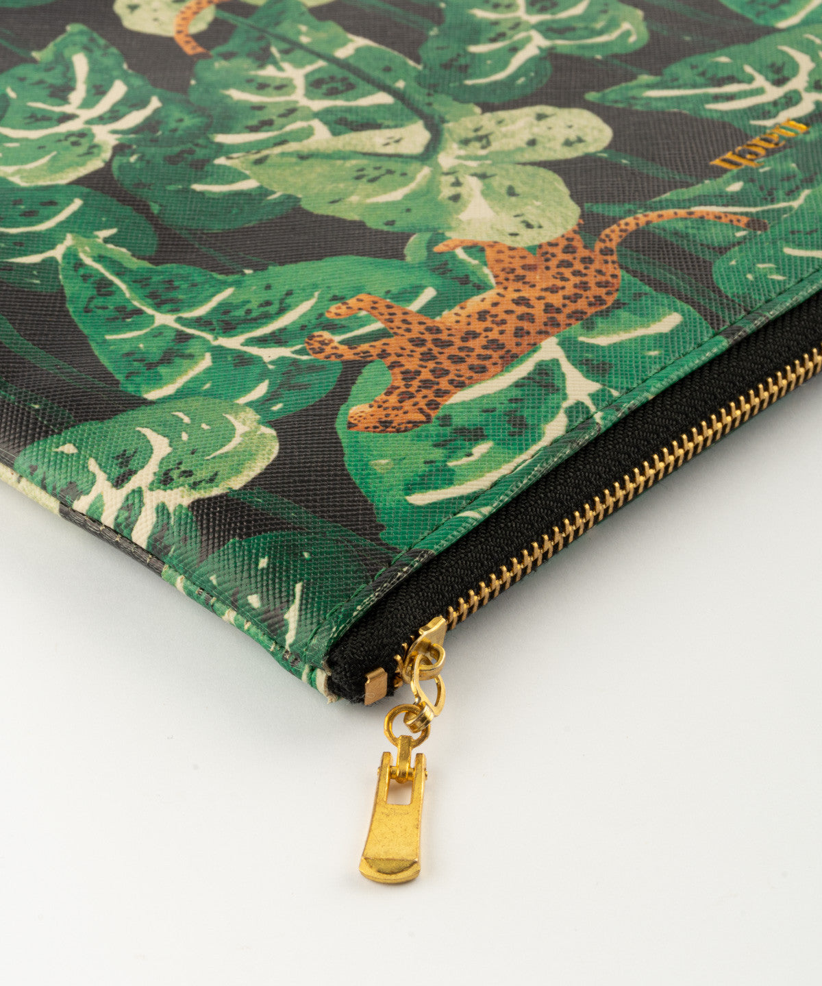 Pochette feuilles & léopard