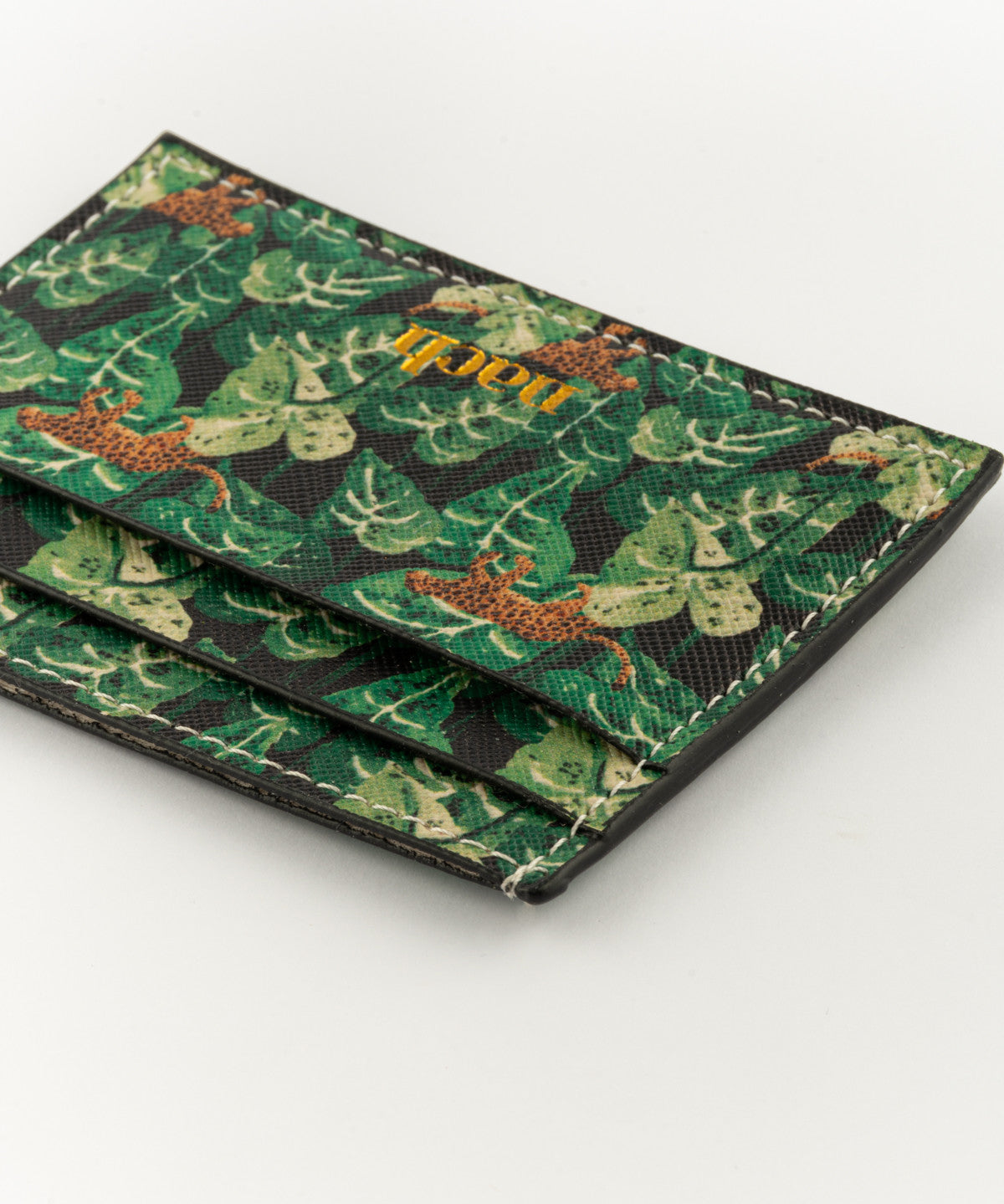 Porte-cartes feuilles & léopard