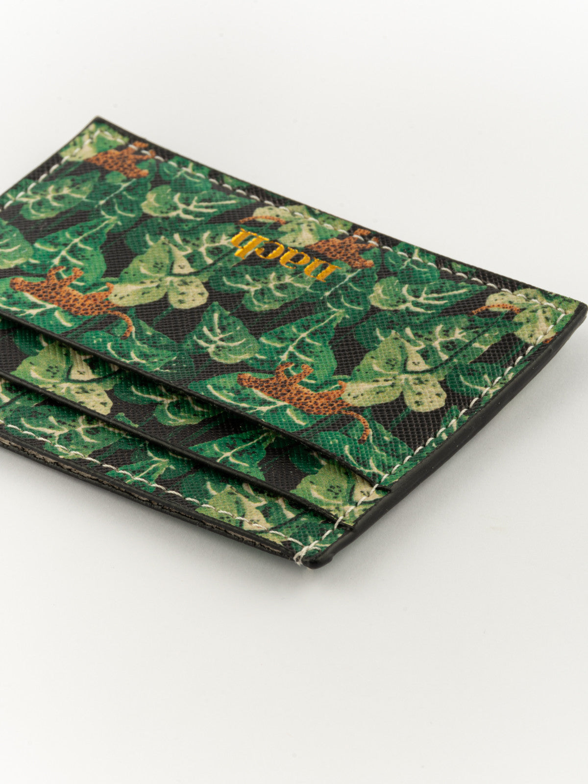 Porte-cartes feuilles & léopard