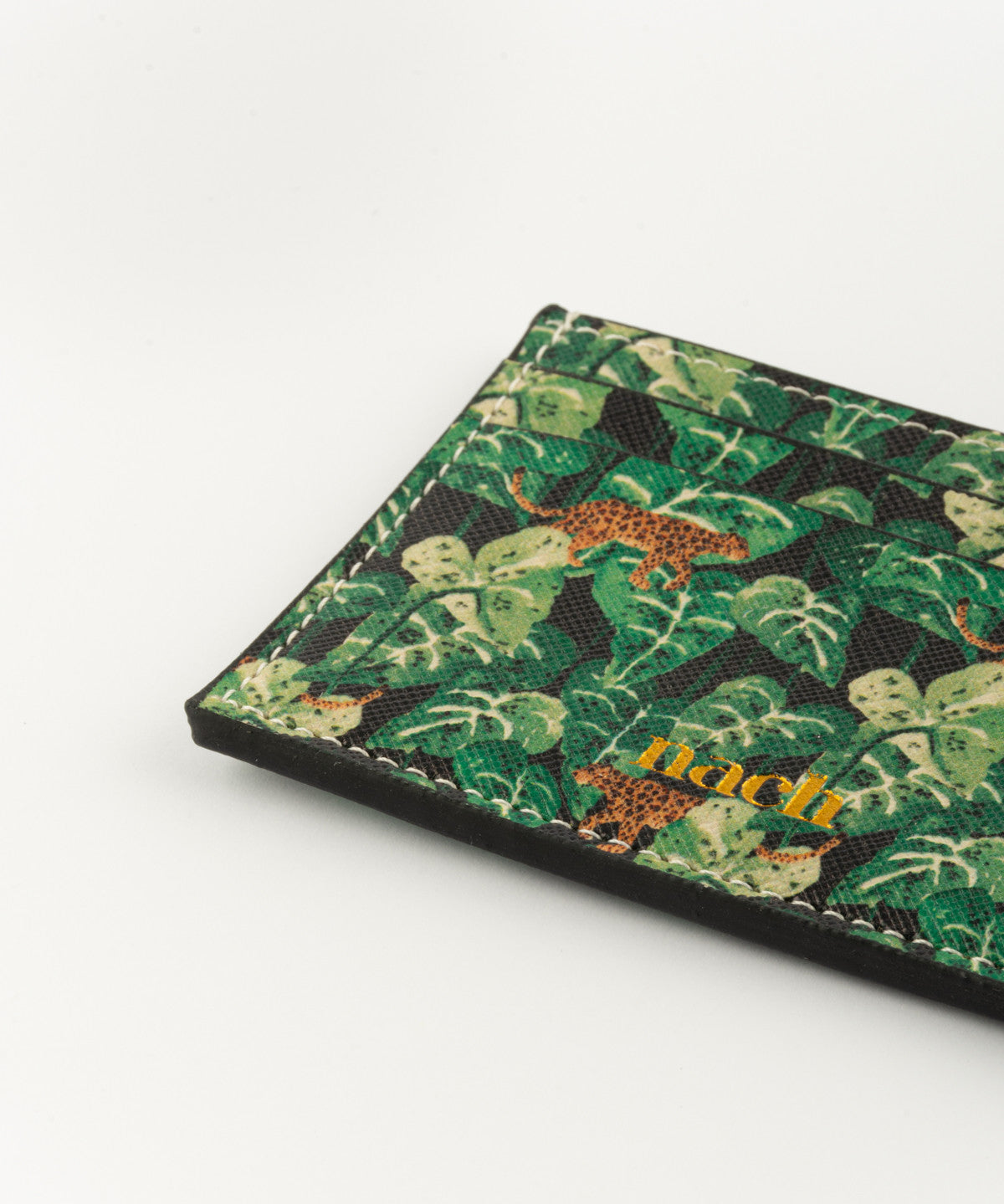 Porte-cartes feuilles & léopard