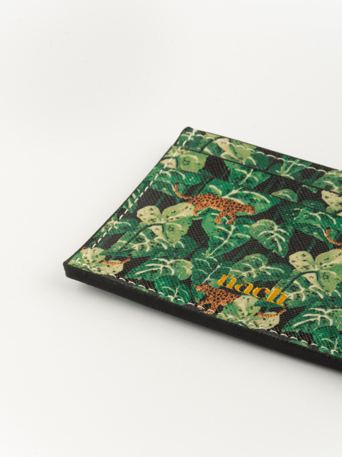 Porte-cartes feuilles & léopard