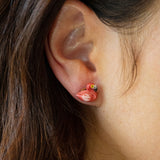 boucles d'oreilles puce flamant rose porcelaine