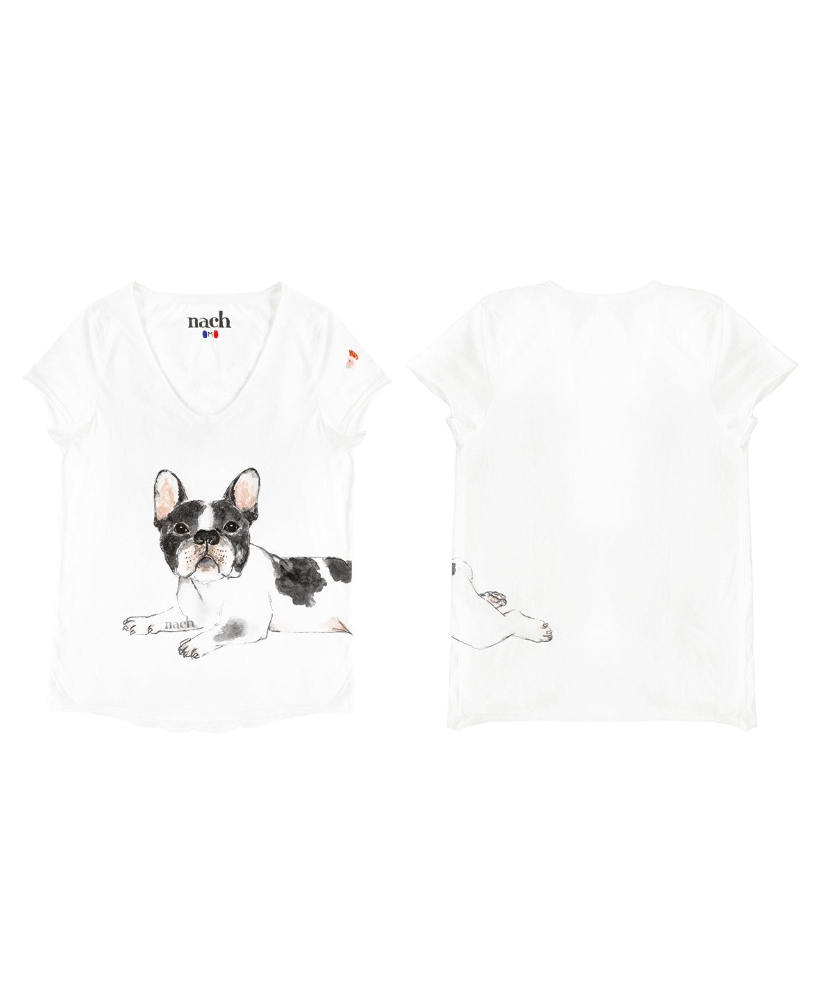 T-shirt blanc bulldog 100% coton