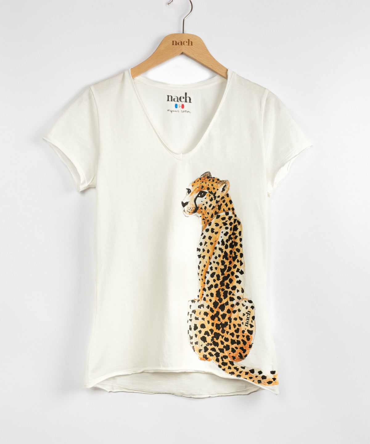 T-shirt blanc guépard 100% coton