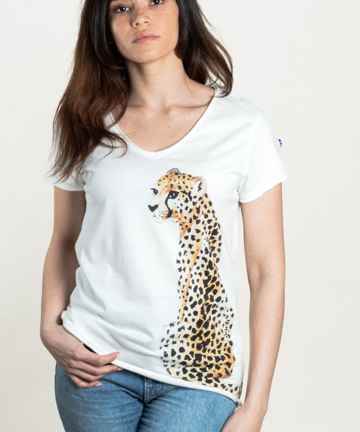 T-shirt blanc guépard 100% coton